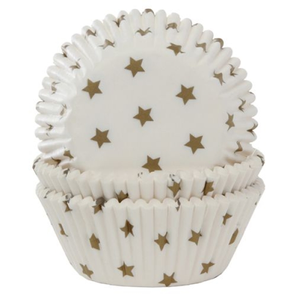 Cupcake Cases - White with Gold Stars